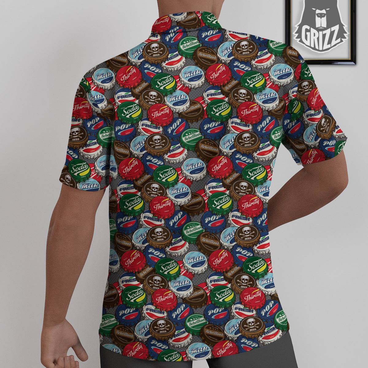 Bottle Caps Print Pattern Untucked Shirts-grizzshop