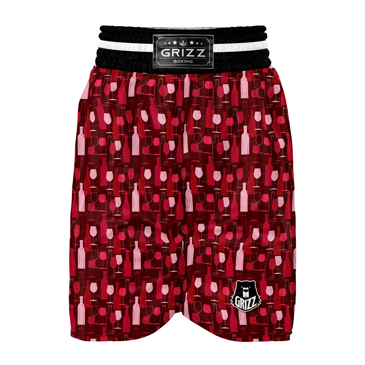 Botttle Red Wine Print Pattern Boxing Shorts-grizzshop