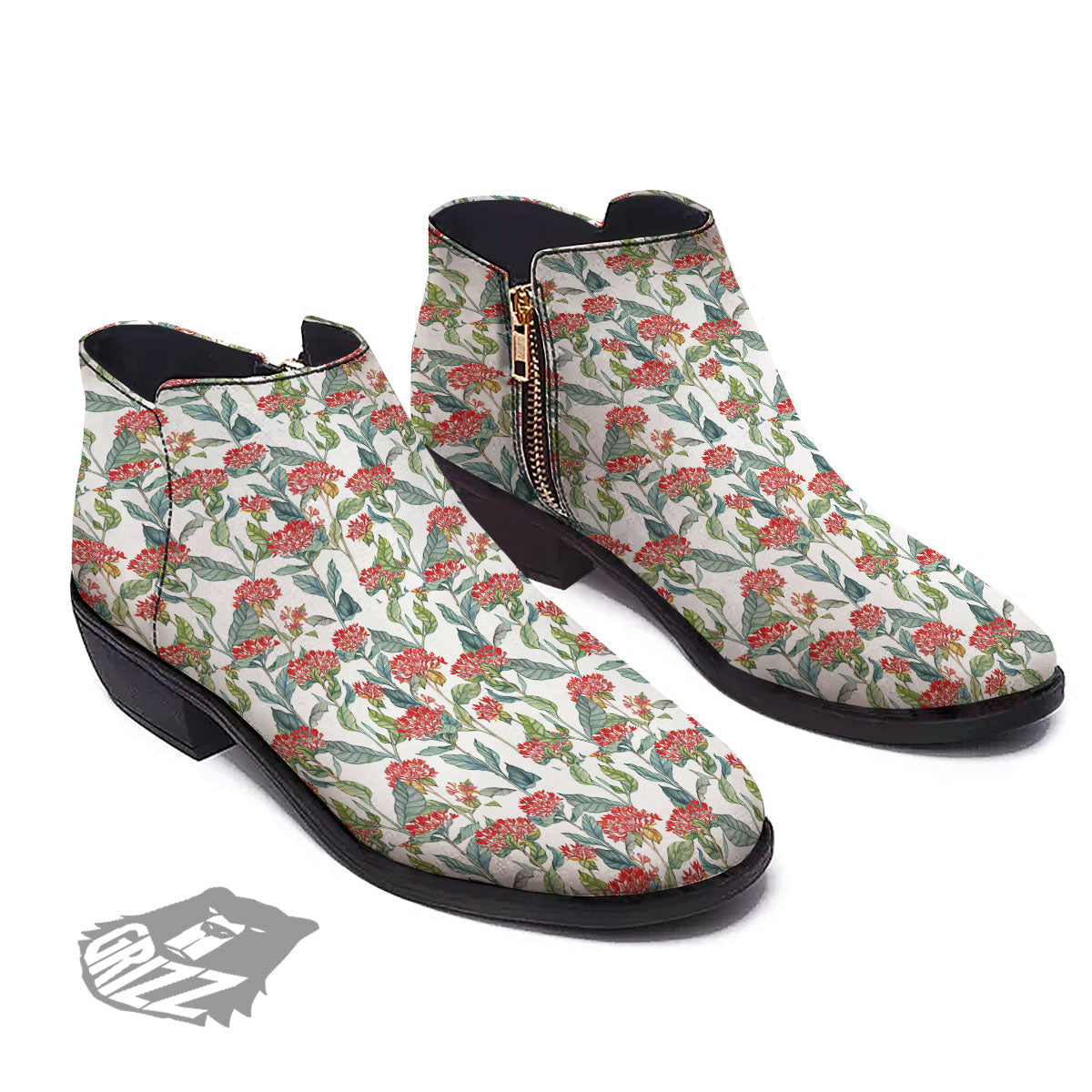 Bouvardia Print Pattern Ankle Boots-grizzshop