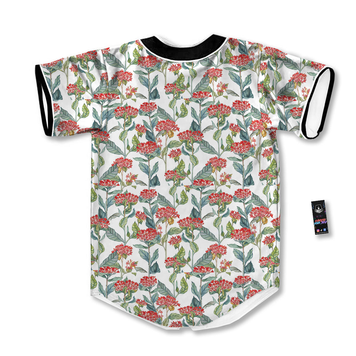 Bouvardia Print Pattern Baseball Jersey-grizzshop