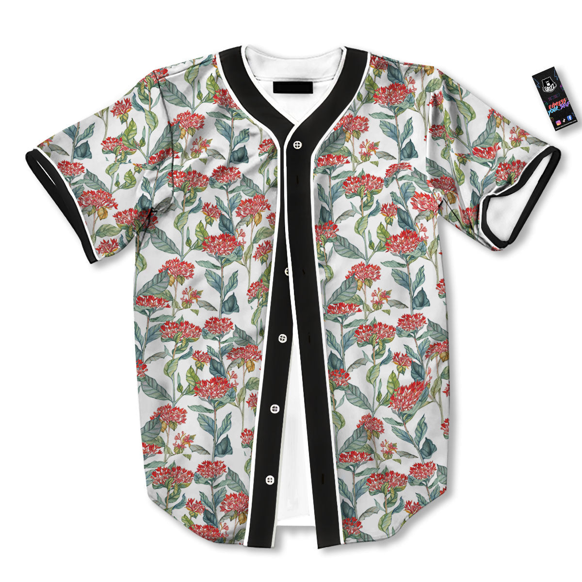 Bouvardia Print Pattern Baseball Jersey-grizzshop