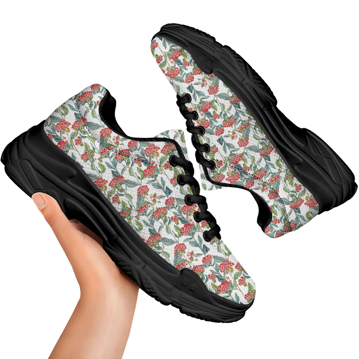 Bouvardia Print Pattern Black Chunky Shoes-grizzshop