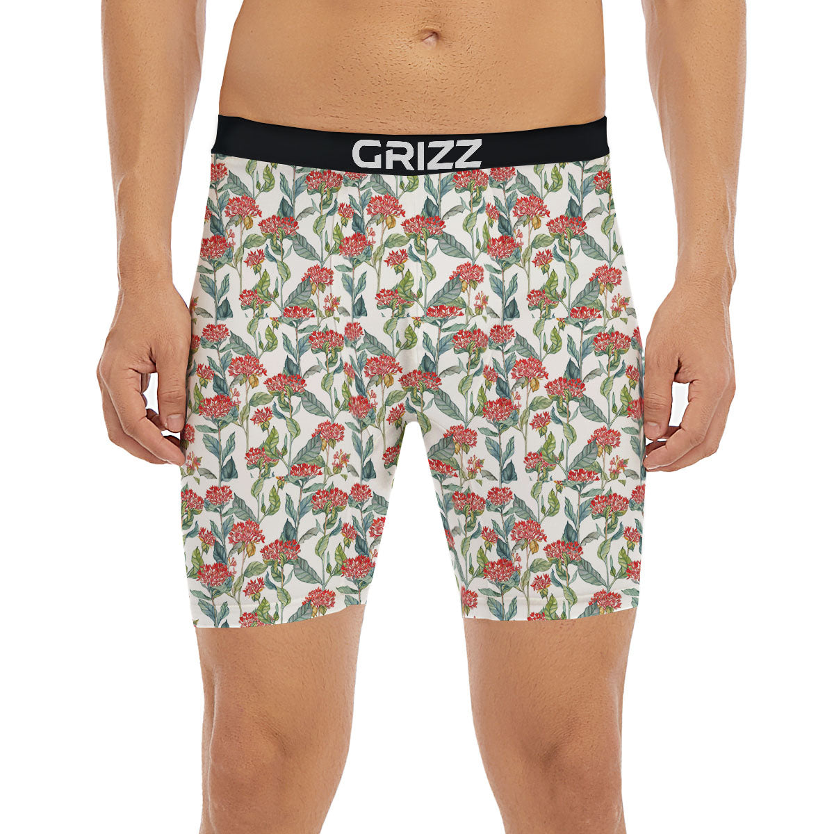 Bouvardia Print Pattern Boxer Briefs-grizzshop