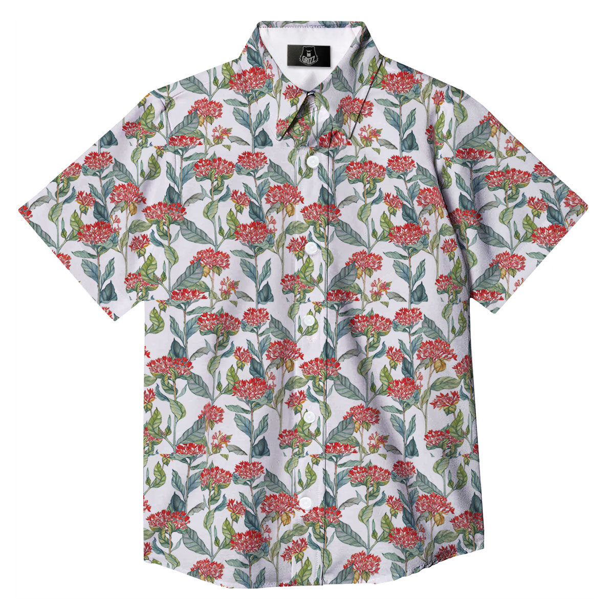 Bouvardia Print Pattern Button Up Shirt-grizzshop