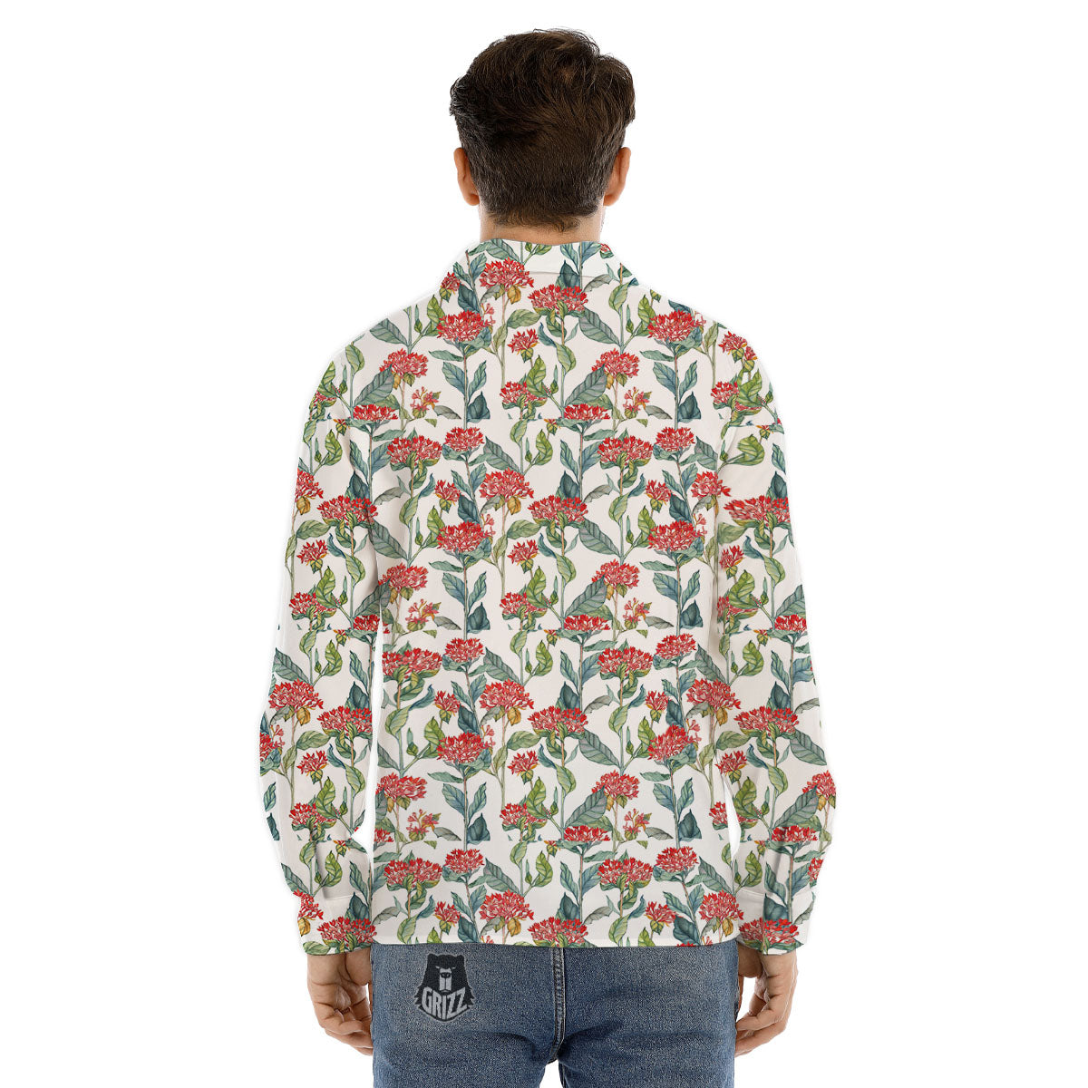 Bouvardia Print Pattern Men's Dress Shirts-grizzshop