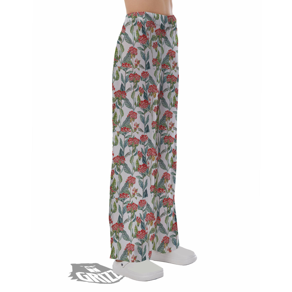 Bouvardia Print Pattern Pajama Pants-grizzshop