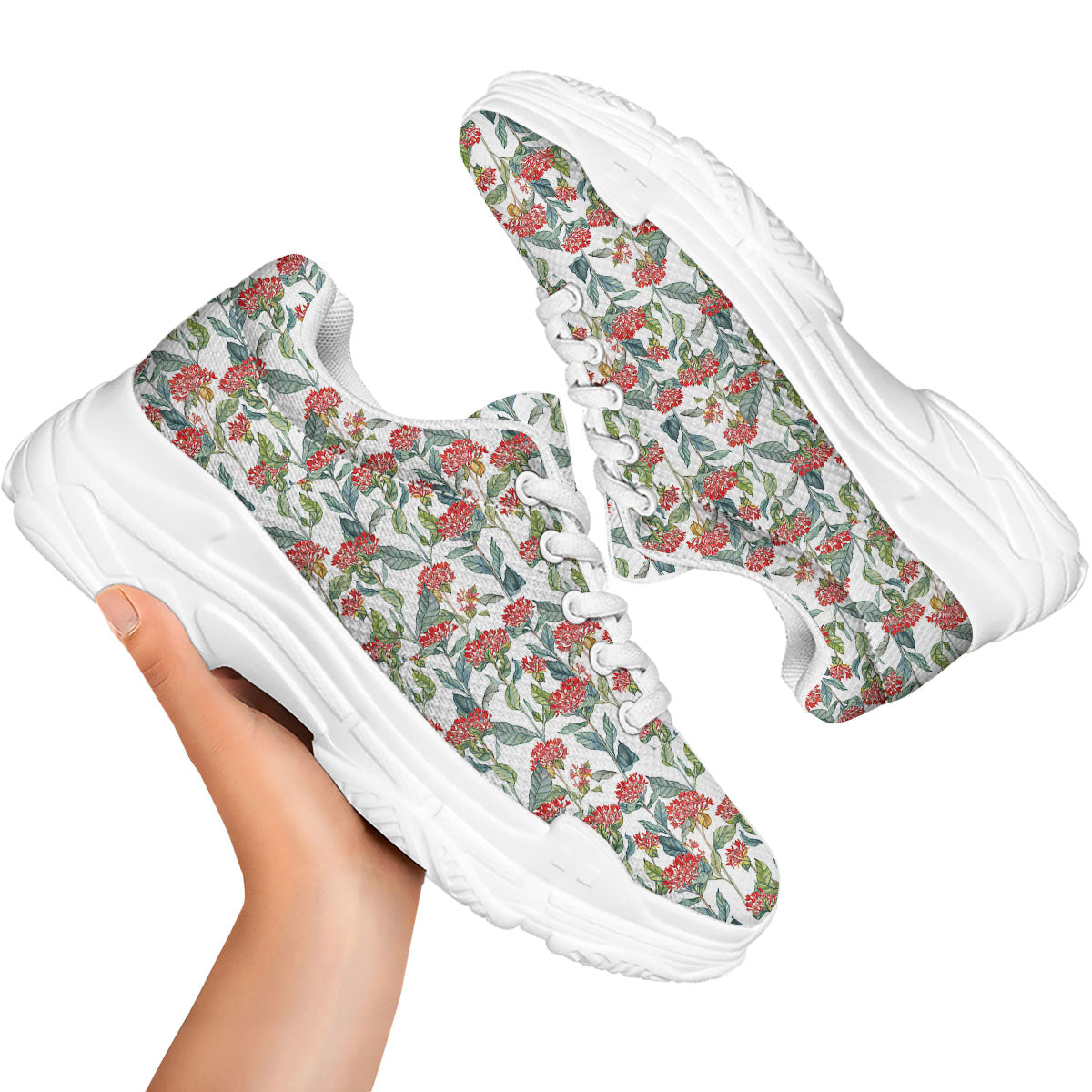 Bouvardia Print Pattern White Chunky Shoes-grizzshop