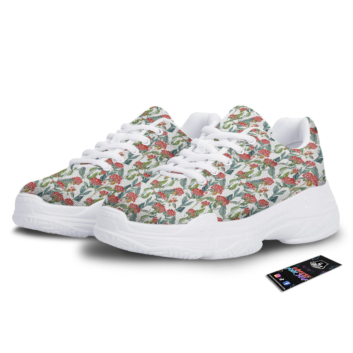 Bouvardia Print Pattern White Chunky Shoes-grizzshop