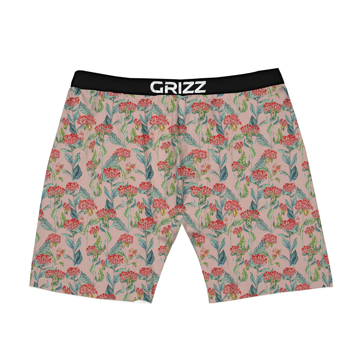 Bouvardia Red Print Pattern Boxer Briefs-grizzshop