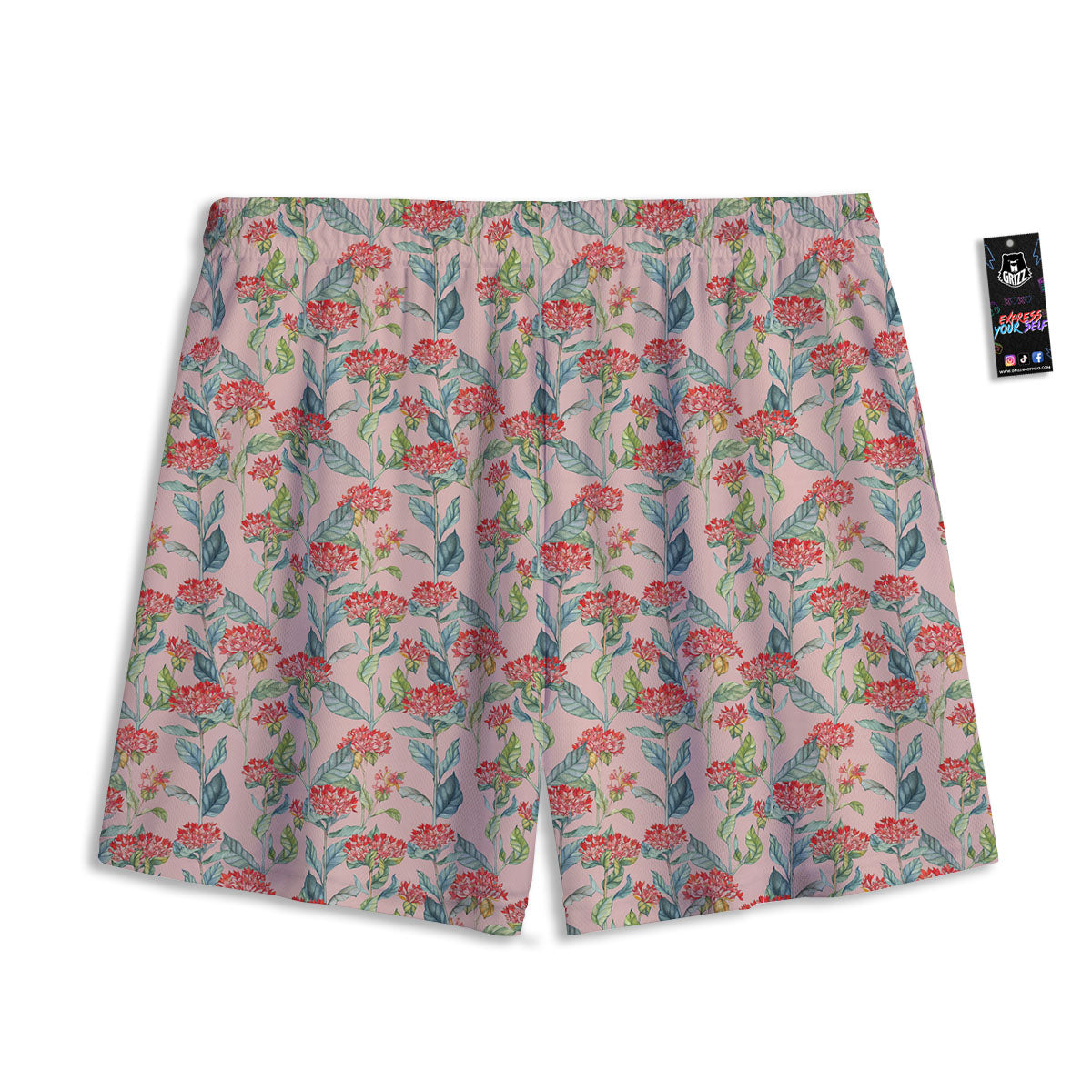 Bouvardia Red Print Pattern Mesh Shorts