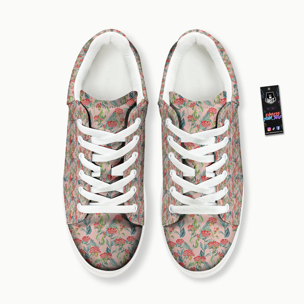 Bouvardia Red Print Pattern Platform Shoes-grizzshop