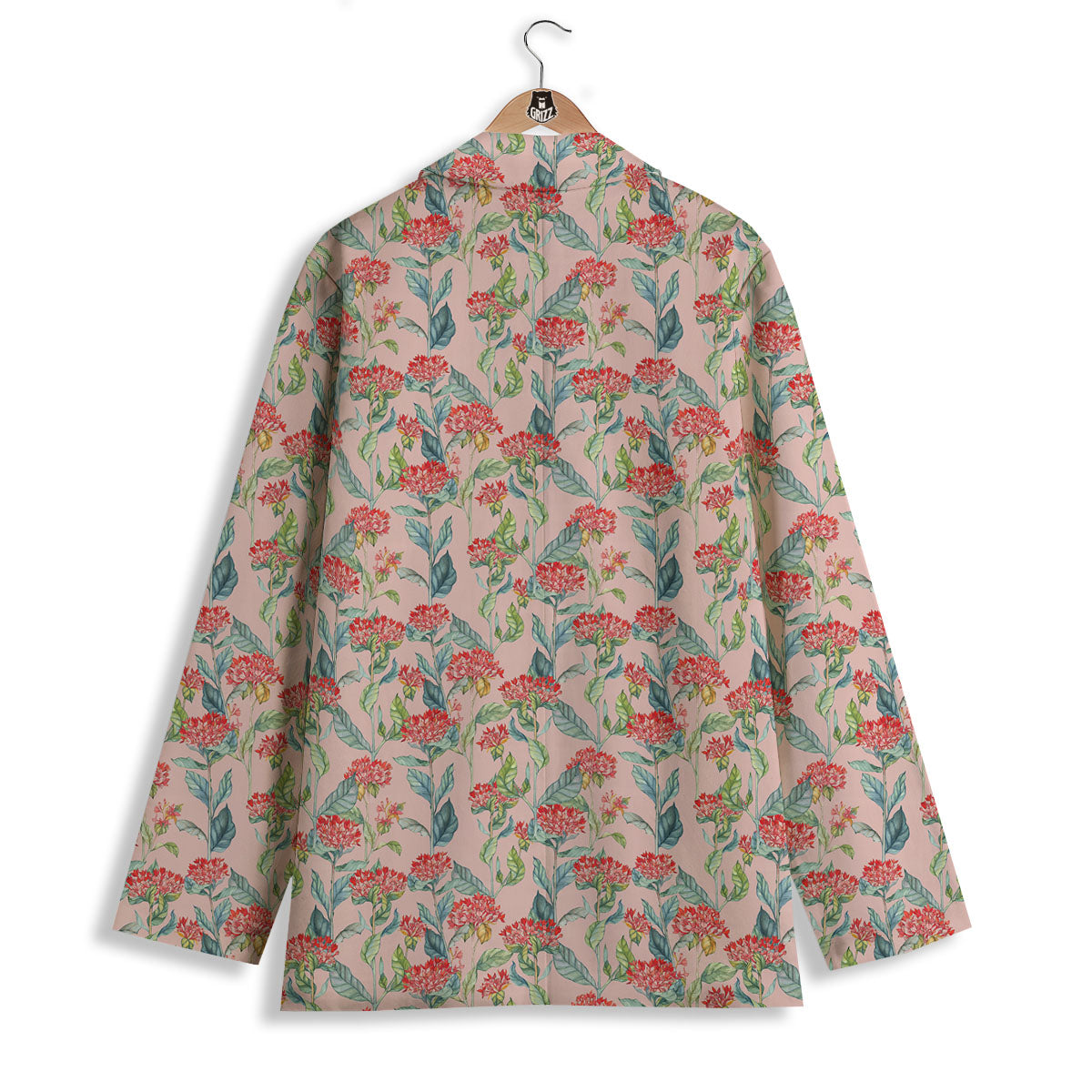 Bouvardia Red Print Pattern Women's Blazer-grizzshop