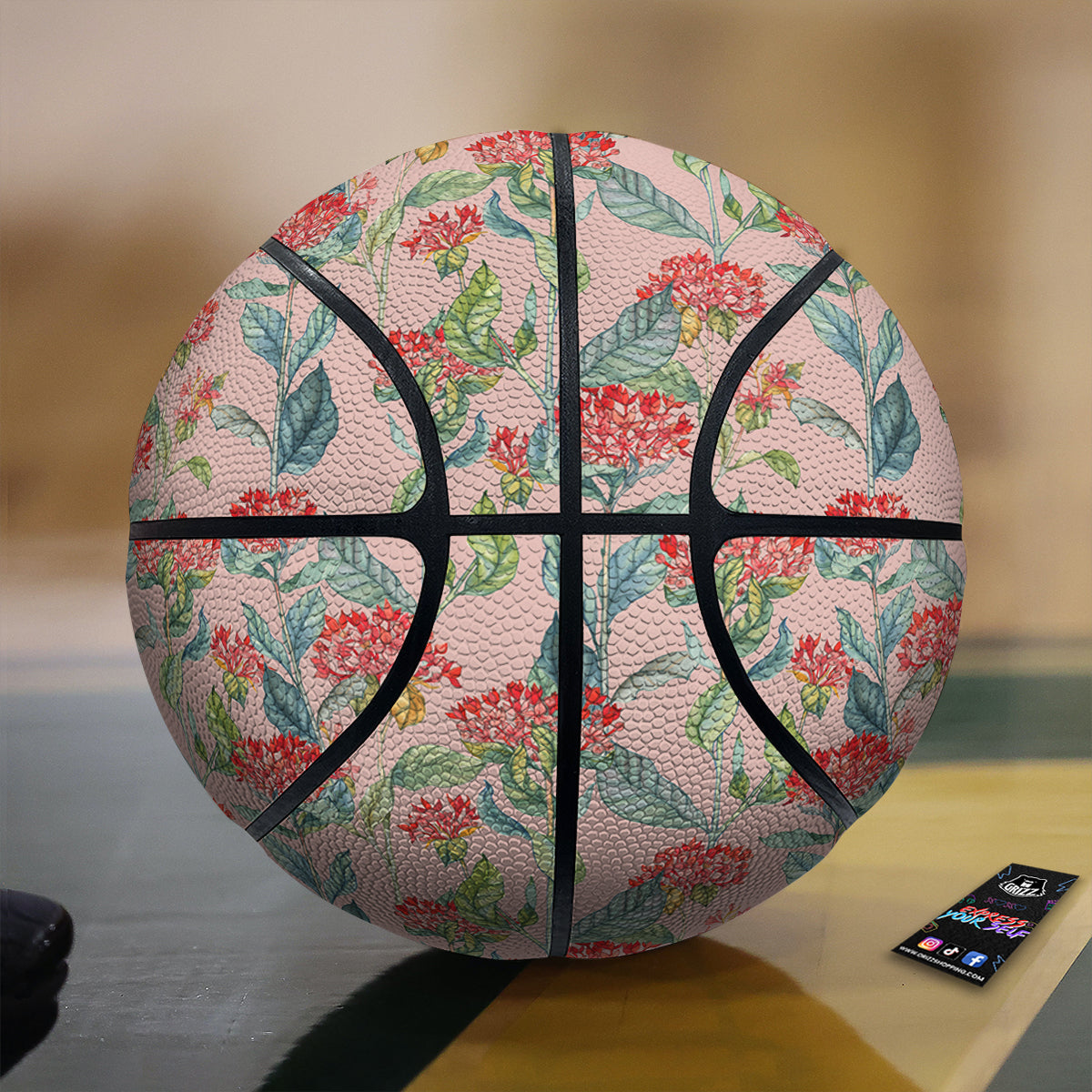 Bouvardia Watercolor Print Pattern Basketball