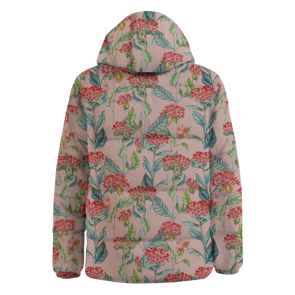 Bouvardia Watercolor Print Pattern Down Jacket-grizzshop