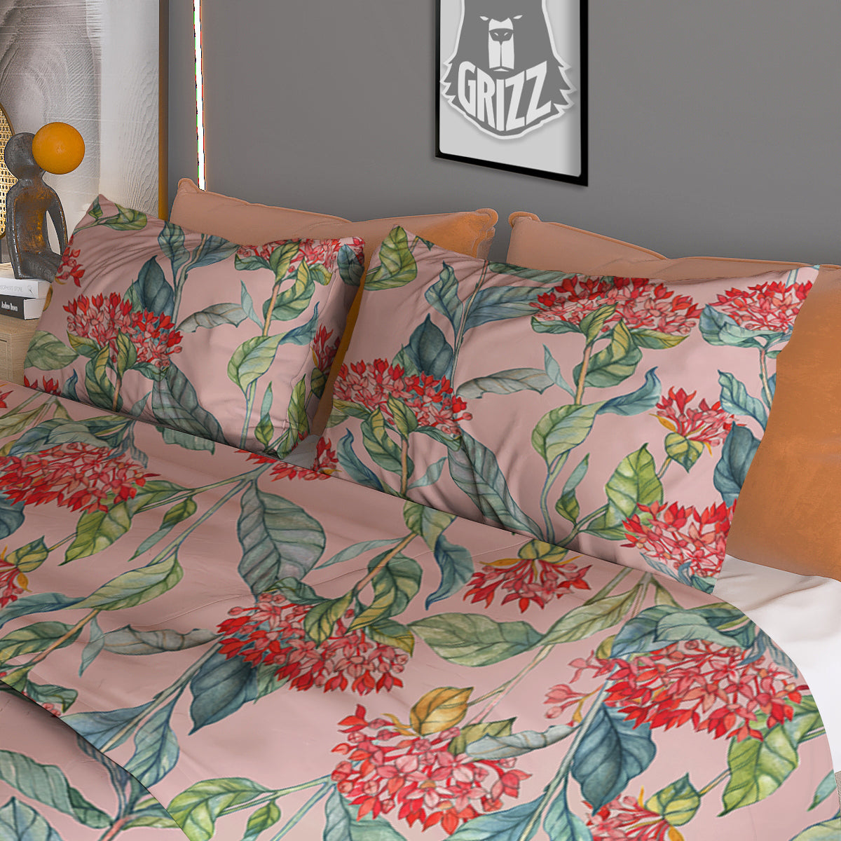 Bouvardia Watercolor Print Pattern Duvet Cover Bedding Set