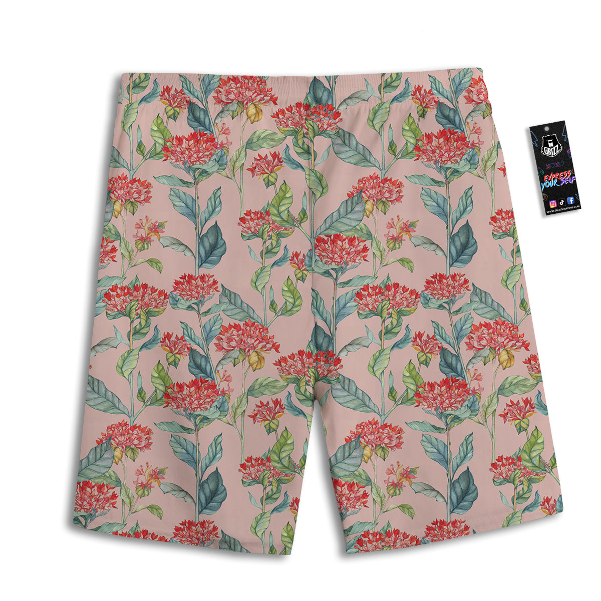 Bouvardia Watercolor Print Pattern Men's Athletic Shorts