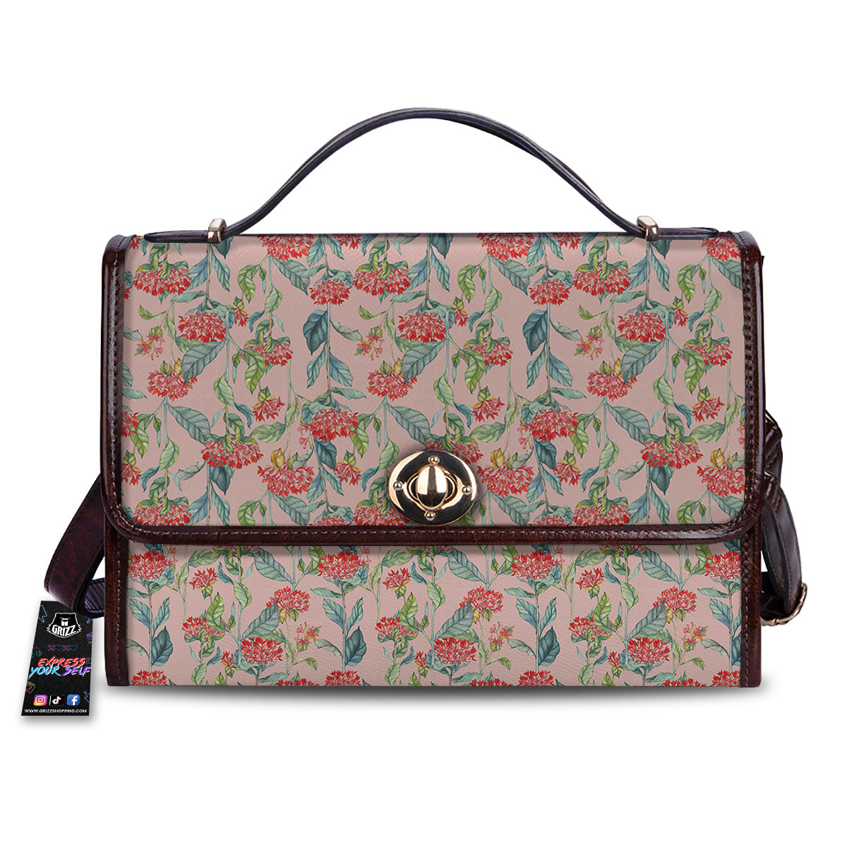 Bouvardia Red Print Pattern Women's Satchel Bag