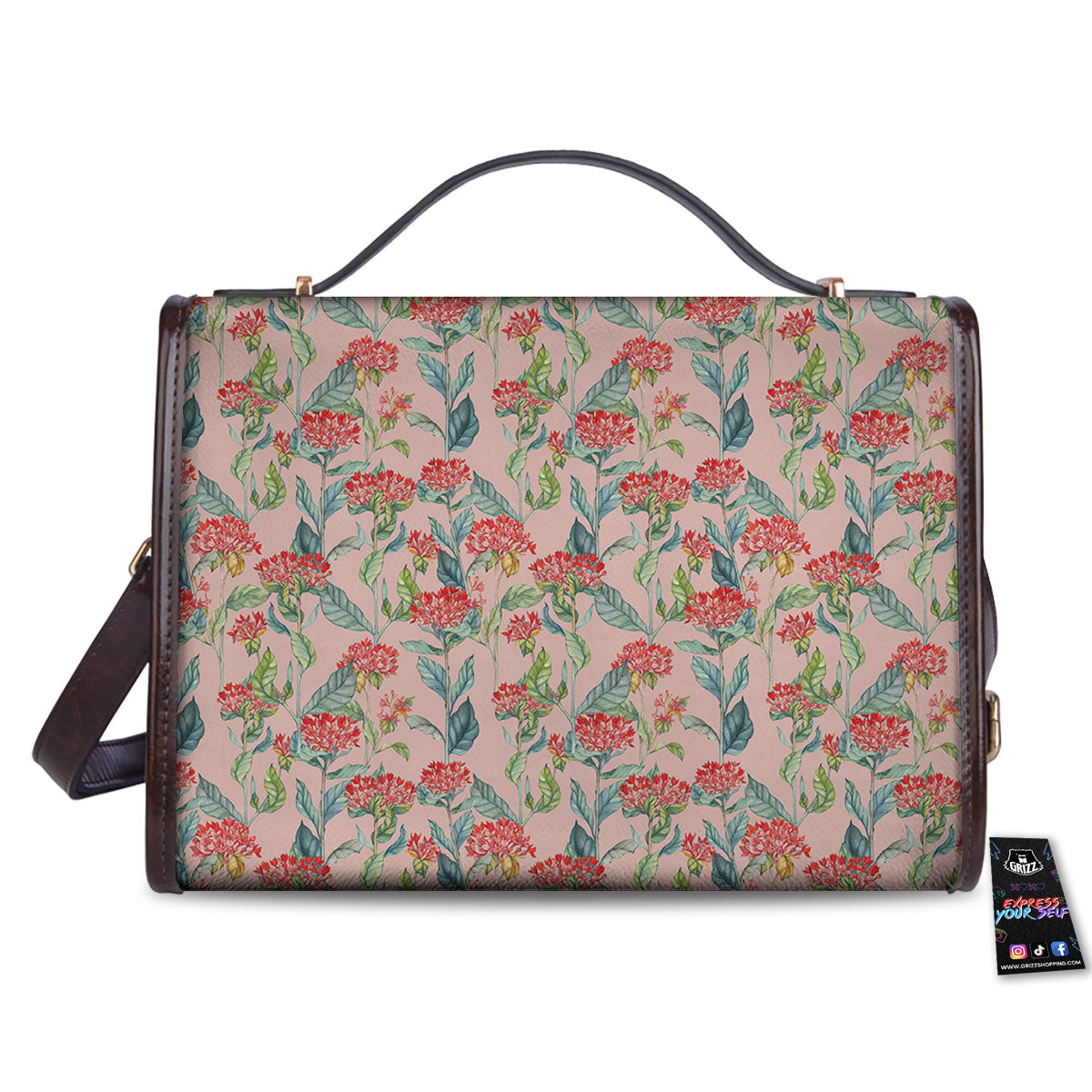 Bouvardia Red Print Pattern Women's Satchel Bag