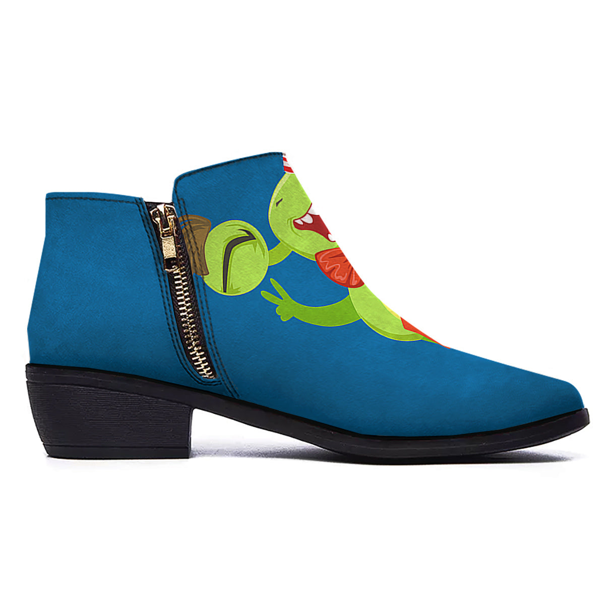 Bow Tie With Cute Alien Print Ankle Boots-grizzshop