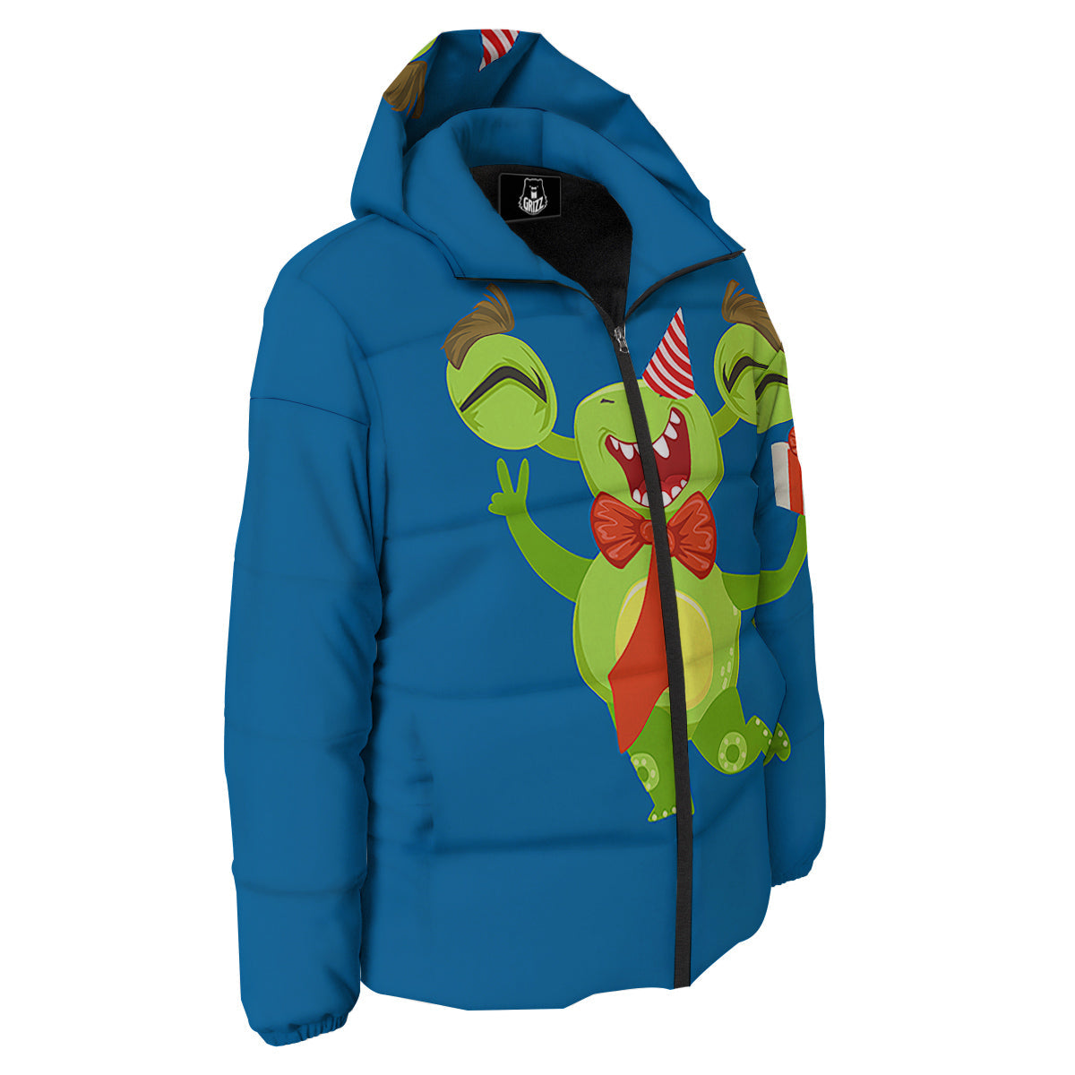 Bow Tie With Cute Alien Print Down Jacket-grizzshop