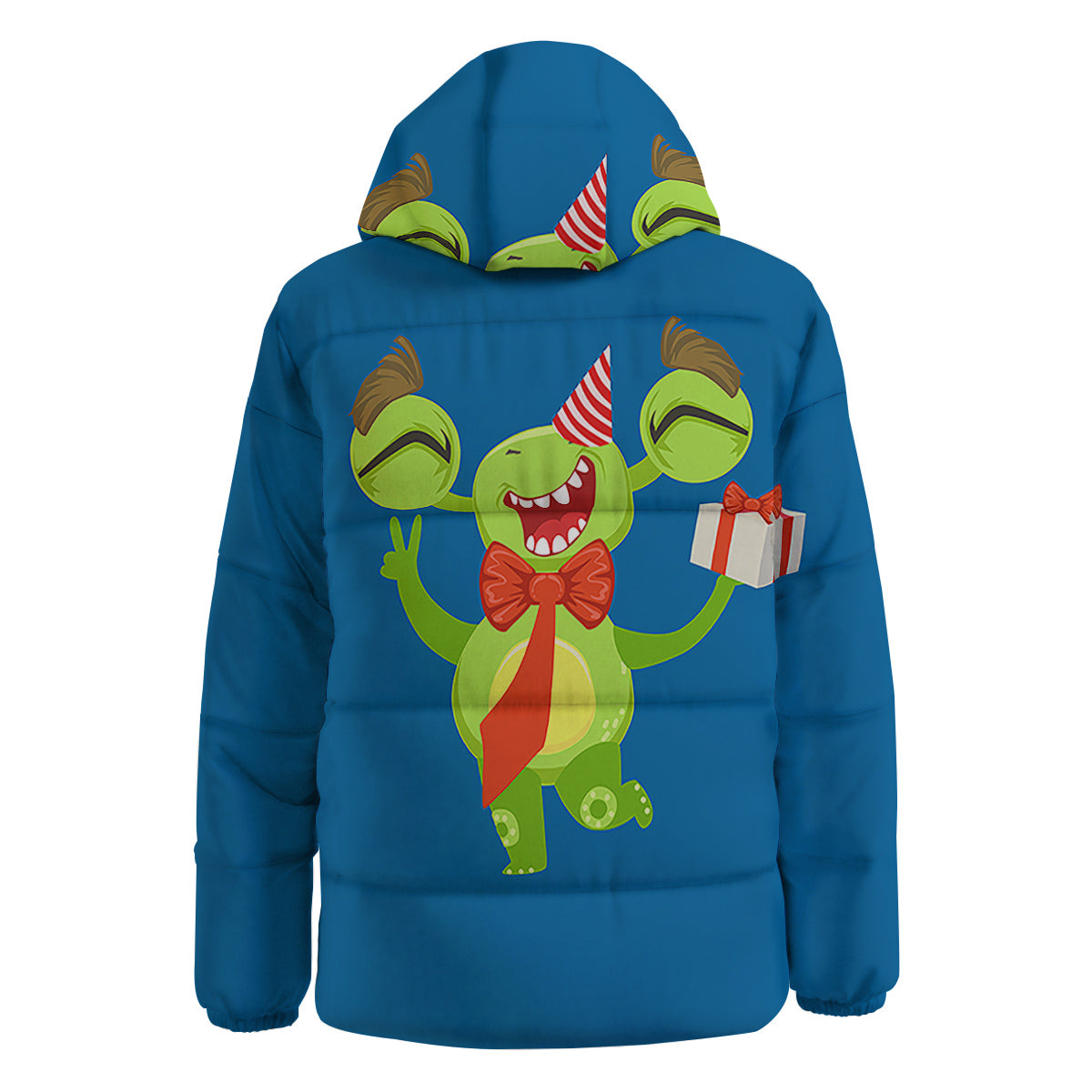 Bow Tie With Cute Alien Print Down Jacket-grizzshop