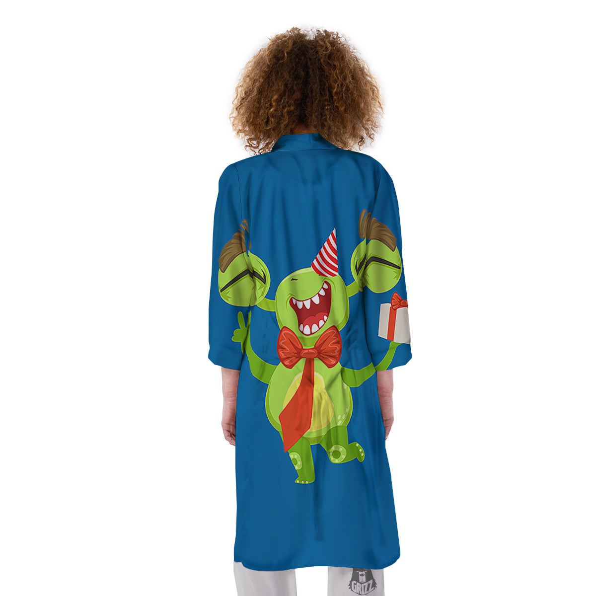 Bow Tie With Cute Alien Print Kimono-grizzshop