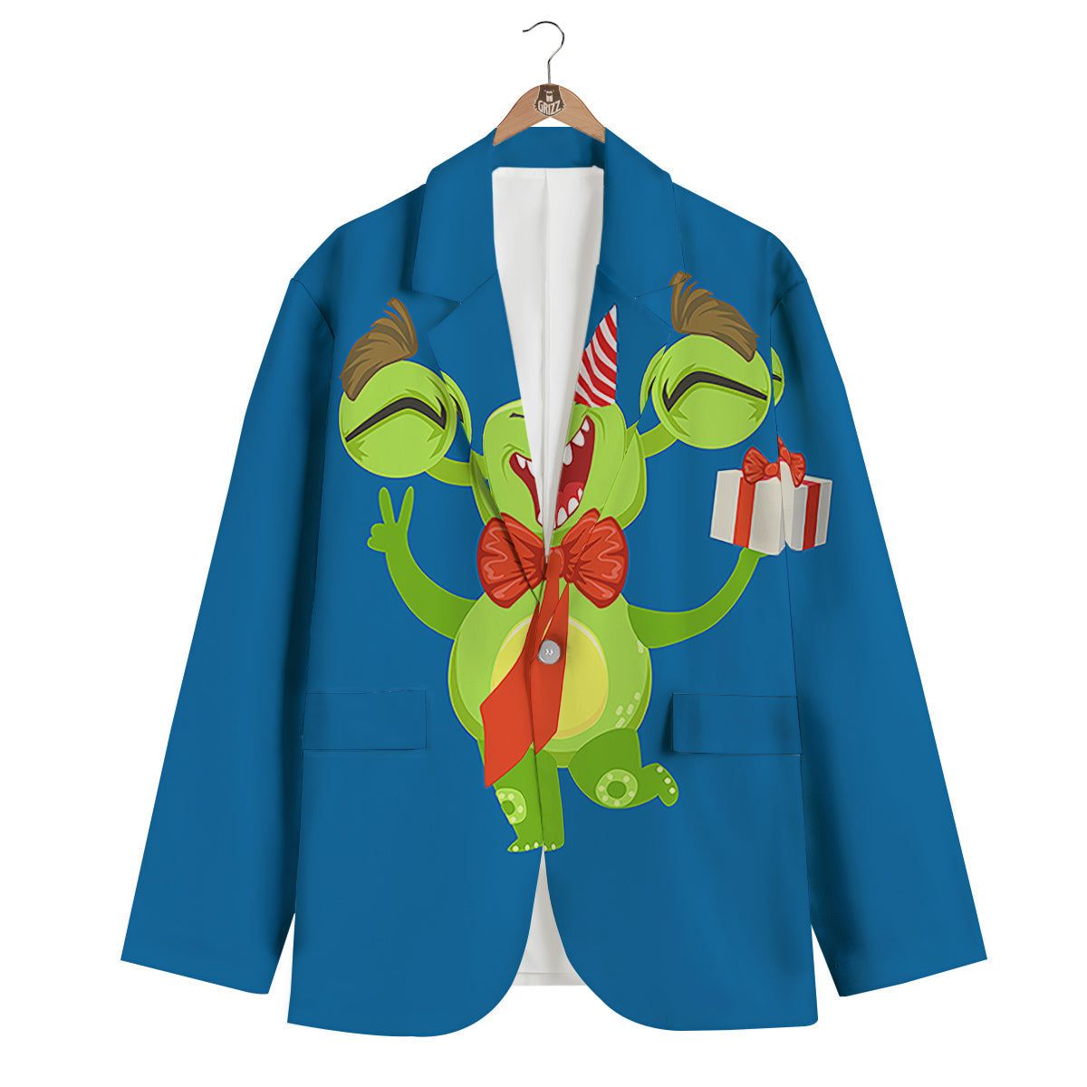 Bow Tie With Cute Alien Print Men's Blazer-grizzshop