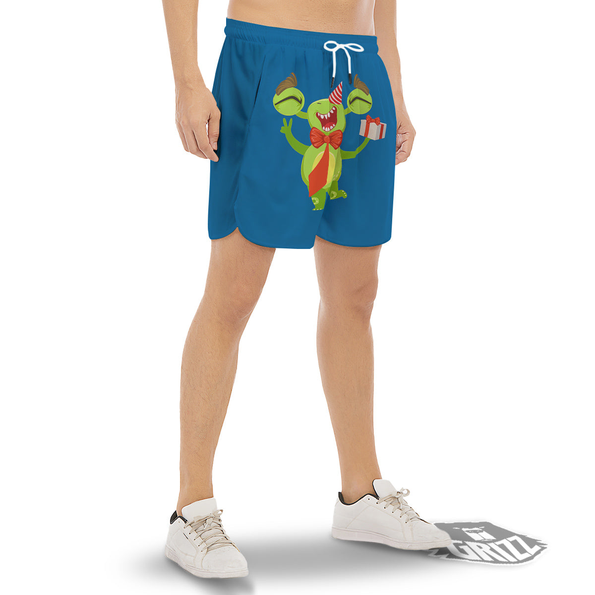 Bow Tie With Cute Alien Print Men's Gym Shorts-grizzshop