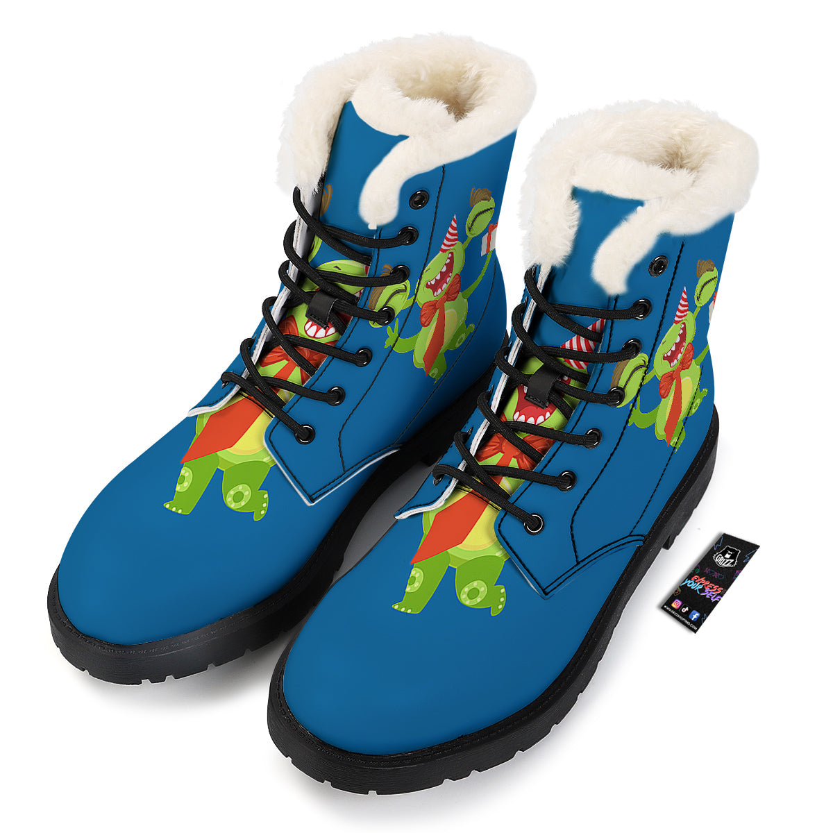 Bow Tie With Cute Alien Print Winter Boots-grizzshop