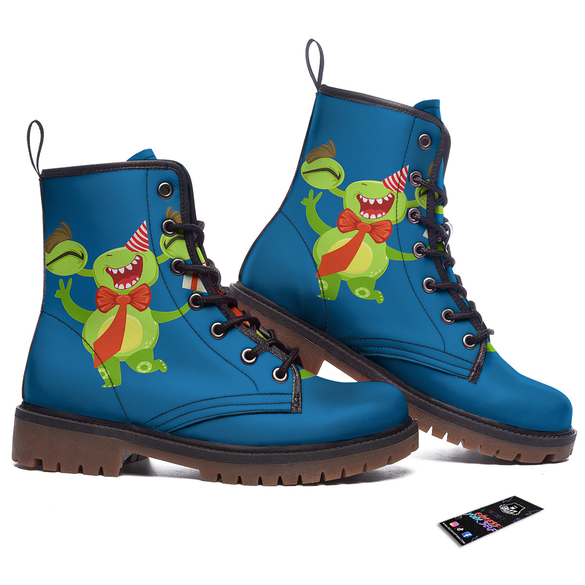 Bow Tie With Cute Alien Print Work Boots-grizzshop