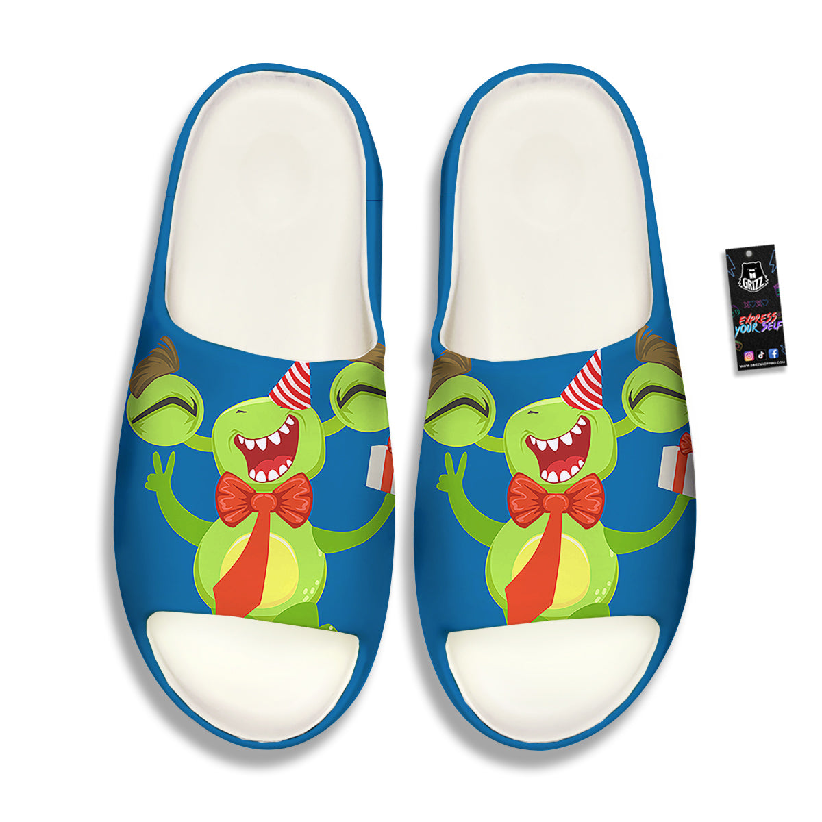 Bow Tie With Cute Alien Print Sandals-grizzshop