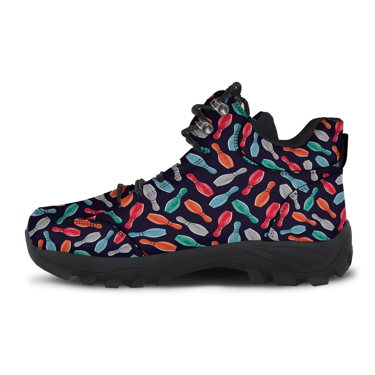 Bowling Pins Watercolor Print Pattern Hiking Shoes-grizzshop