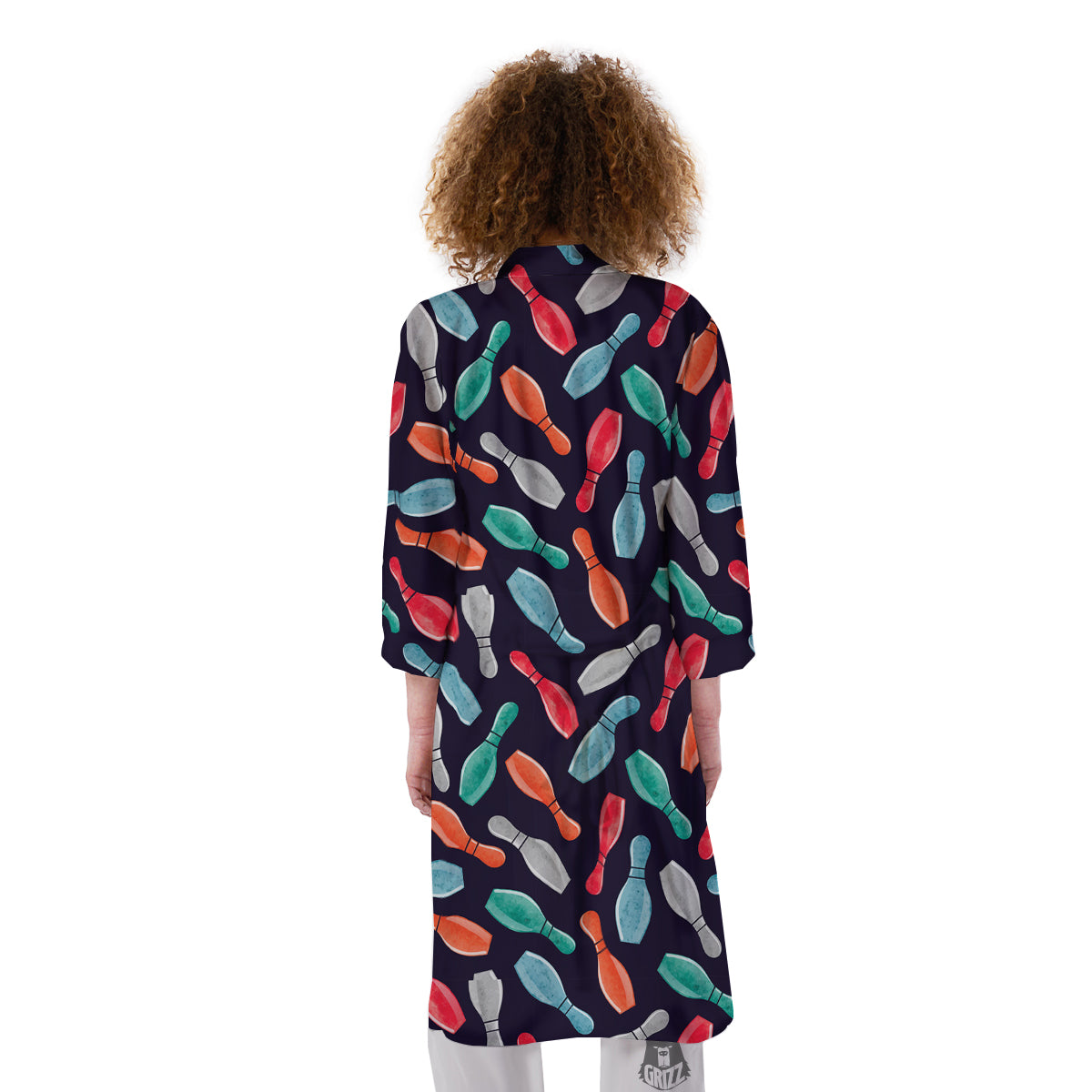 Bowling Pins Watercolor Print Pattern Kimono-grizzshop