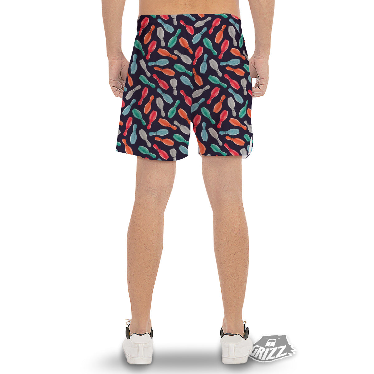 Bowling Pins Watercolor Print Pattern Men's Gym Shorts-grizzshop