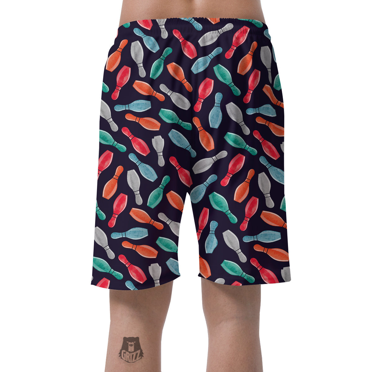 Bowling Pins Watercolor Print Pattern Men's Shorts-grizzshop