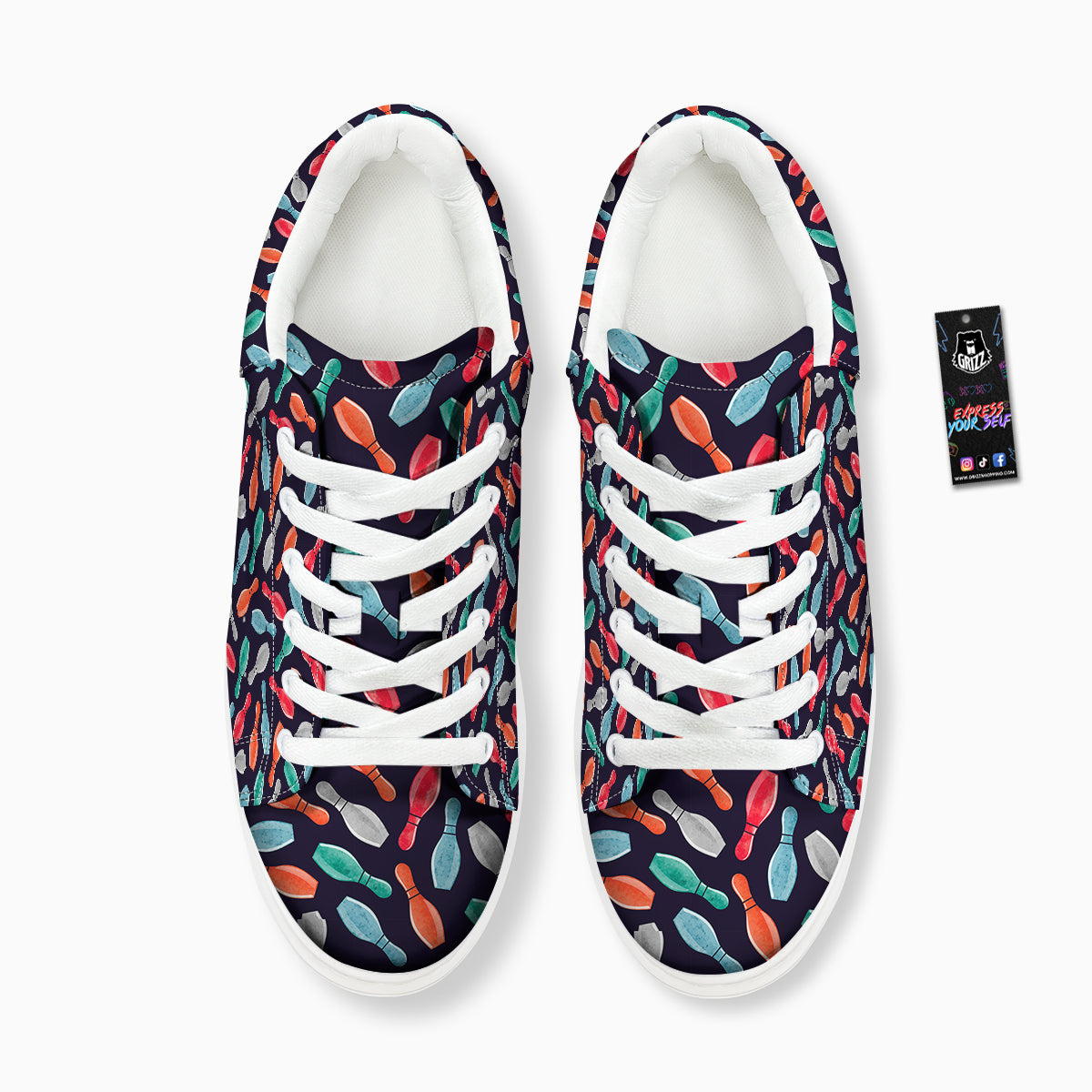 Bowling Pins Watercolor Print Pattern Platform Shoes-grizzshop