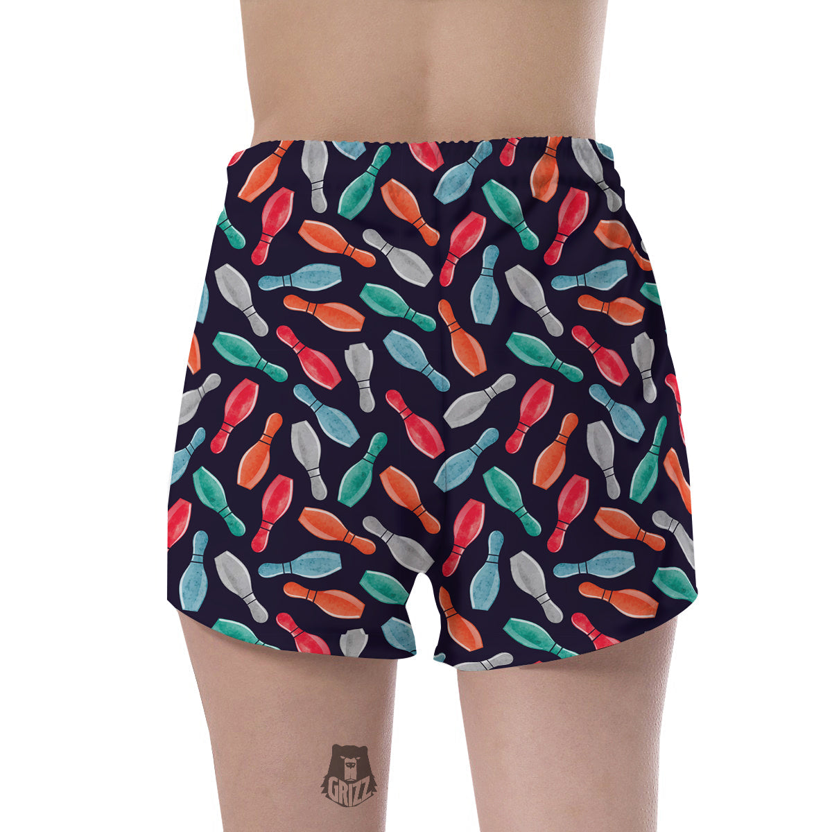 Bowling Pins Watercolor Print Pattern Women's Shorts-grizzshop