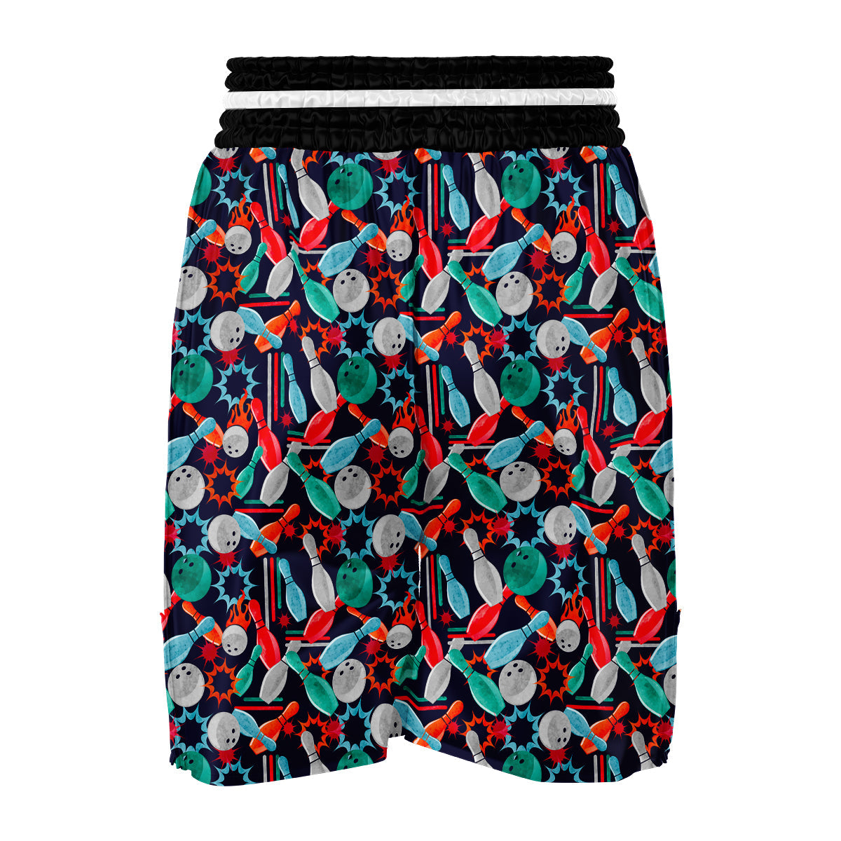 Bowling Stike Pattern Print Boxing Shorts-grizzshop