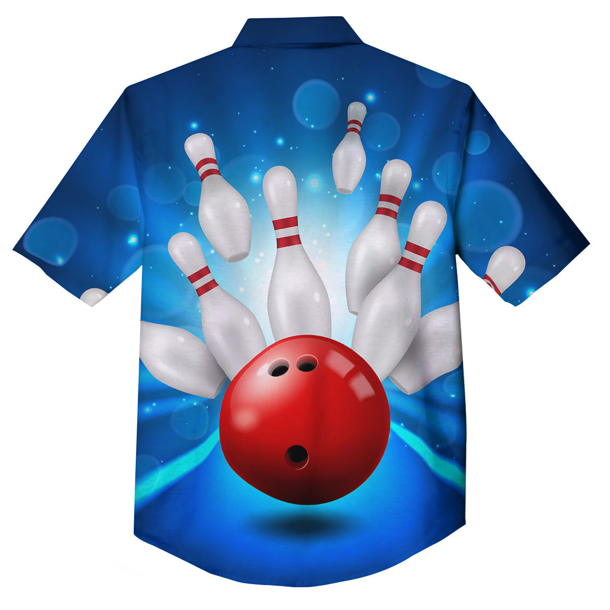 Bowling Strike Print Button Up Shirt-grizzshop