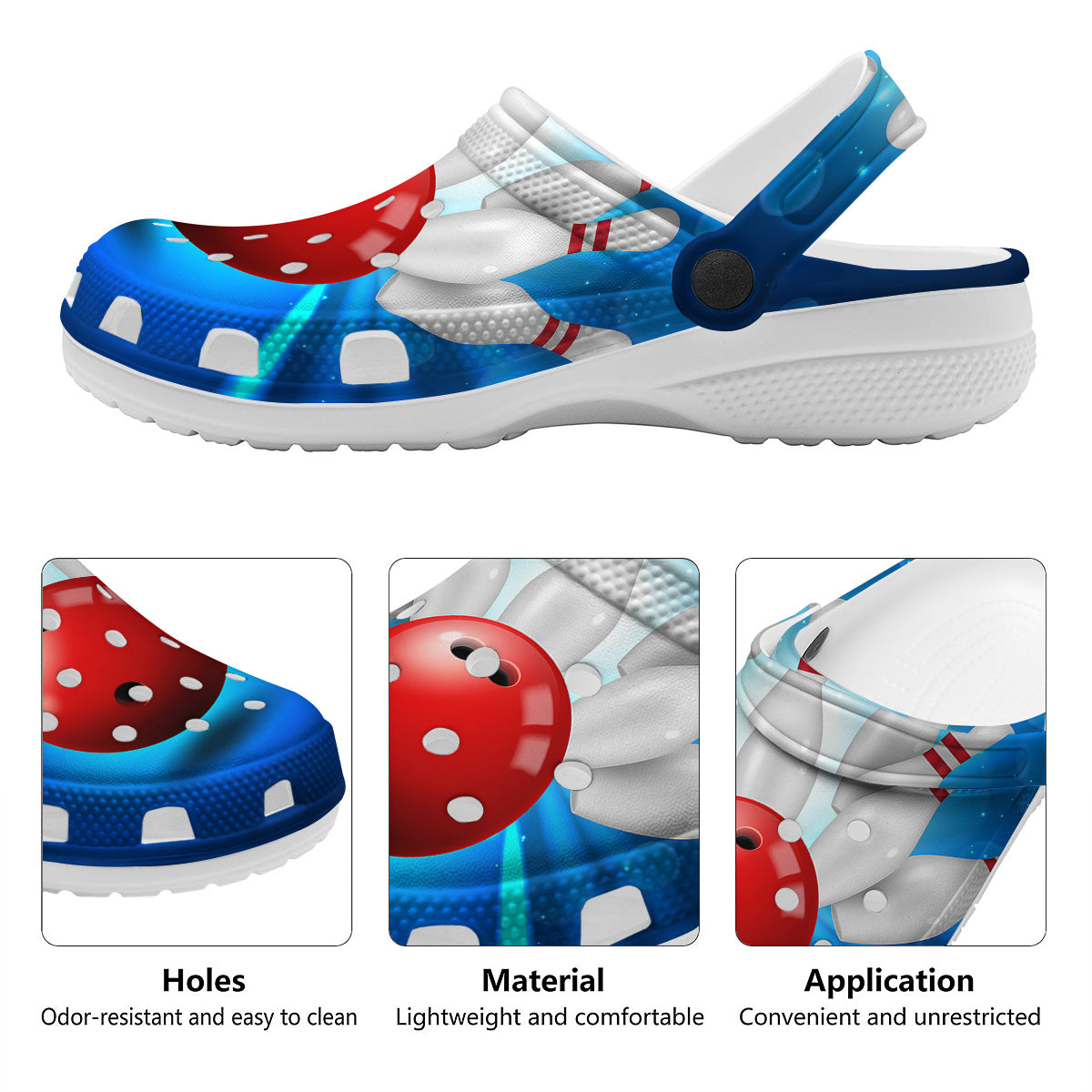 Bowling Strike Print Clog-grizzshop