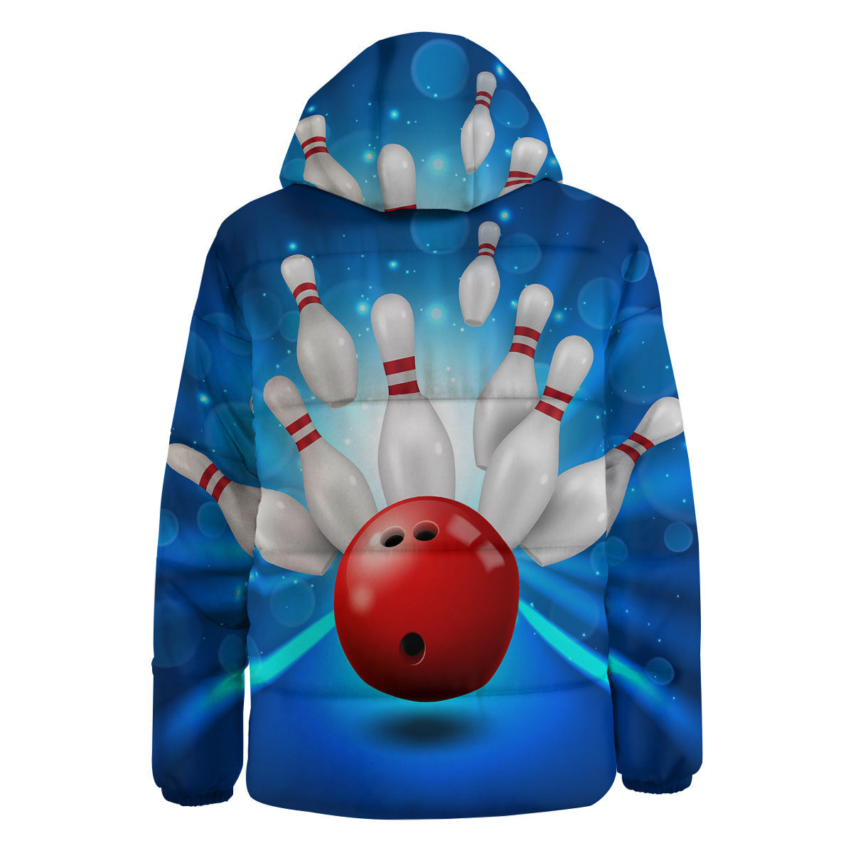 Bowling Strike Print Down Jacket-grizzshop