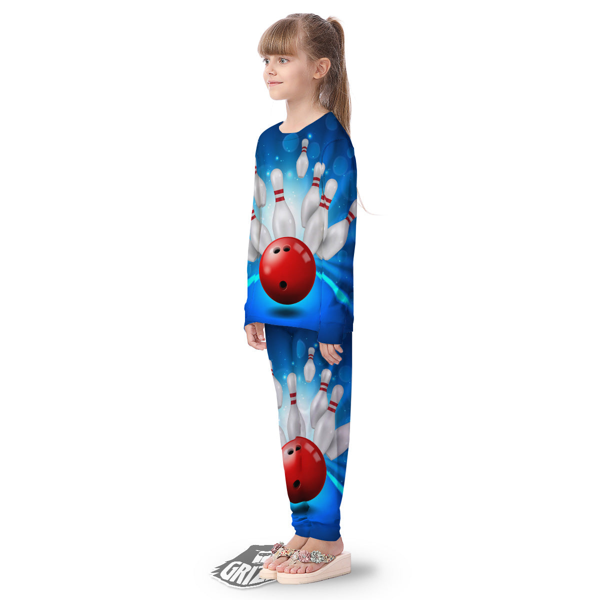 Bowling Strike Print Kid's Pajamas-grizzshop