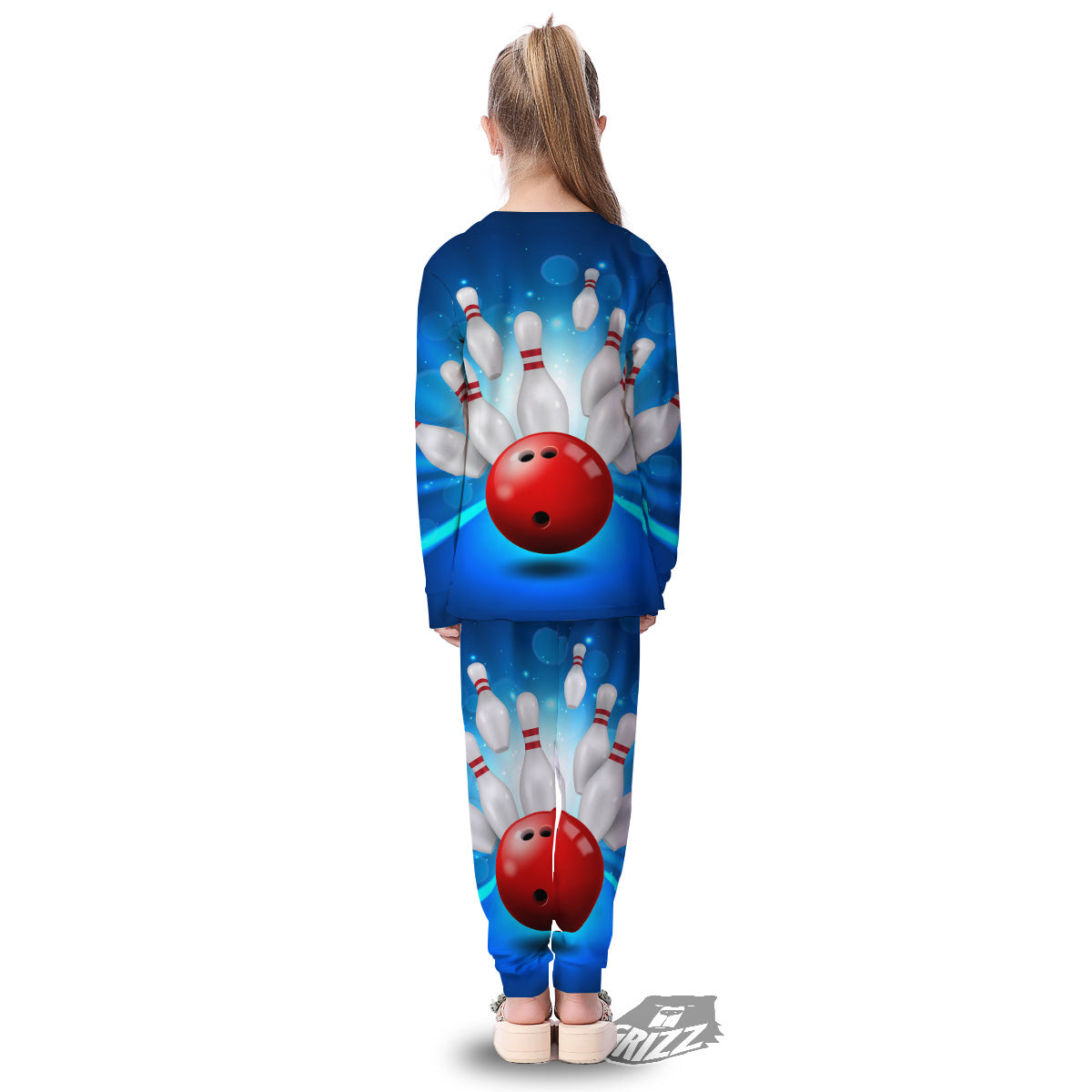 Bowling Strike Print Kid's Pajamas-grizzshop