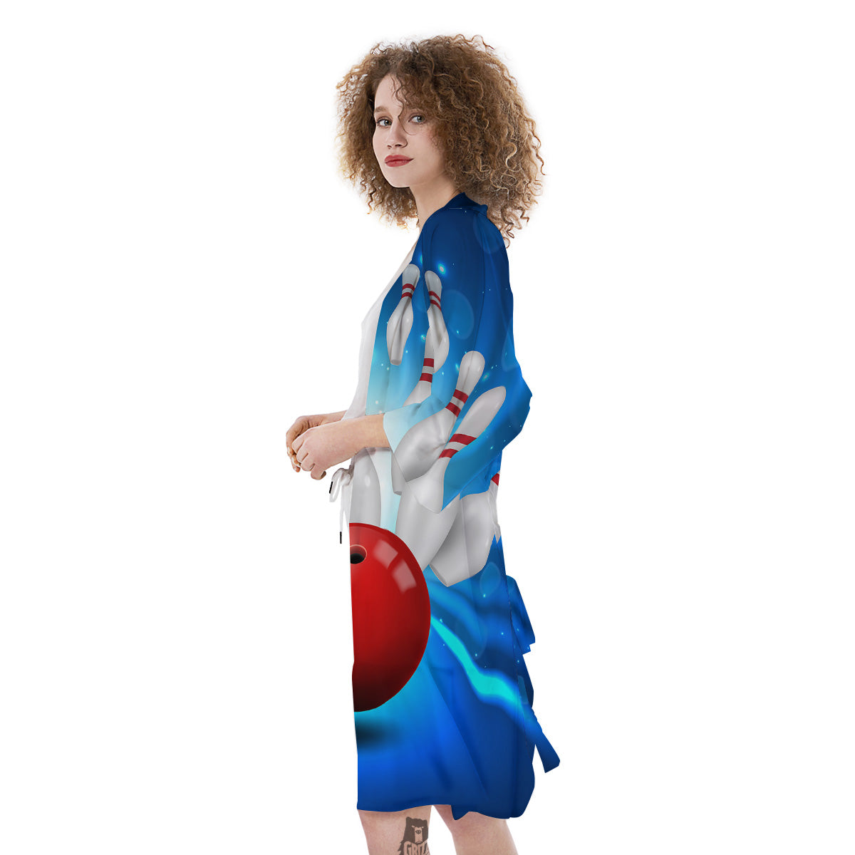 Bowling Strike Print Kimono-grizzshop