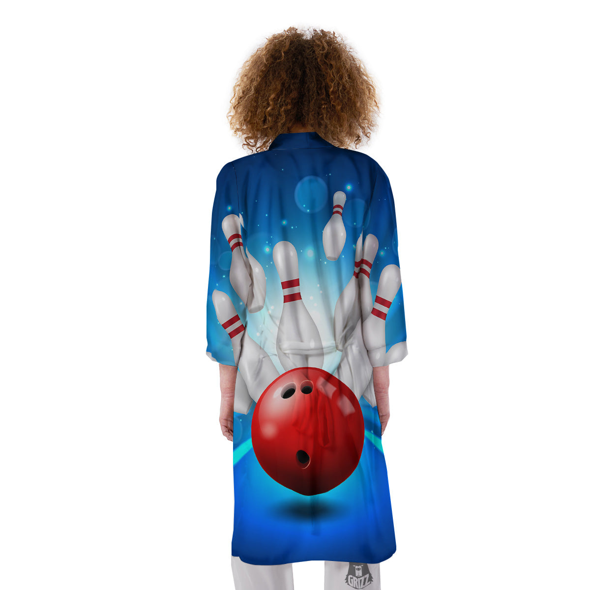 Bowling Strike Print Kimono-grizzshop