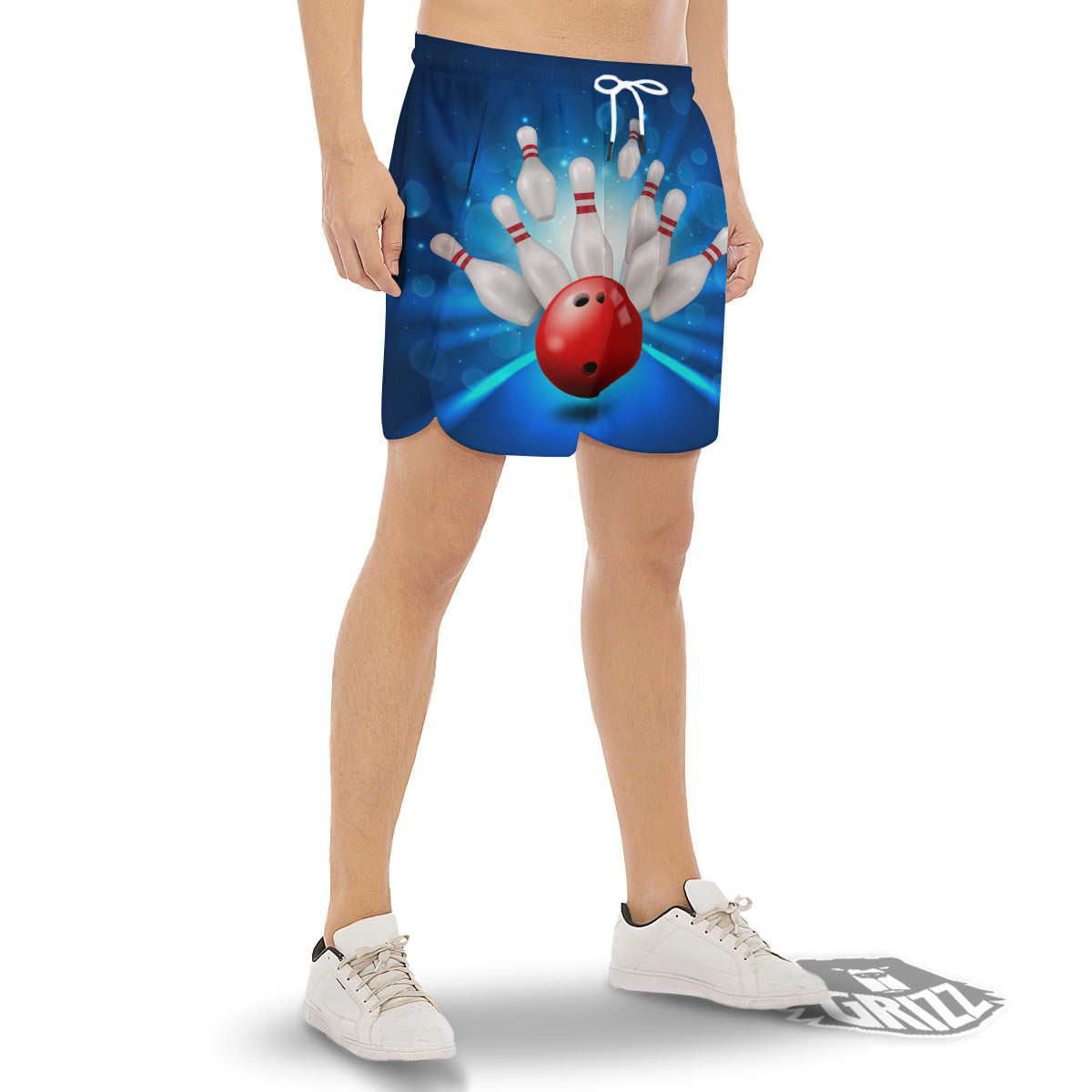 Bowling Strike Print Men's Gym Shorts-grizzshop