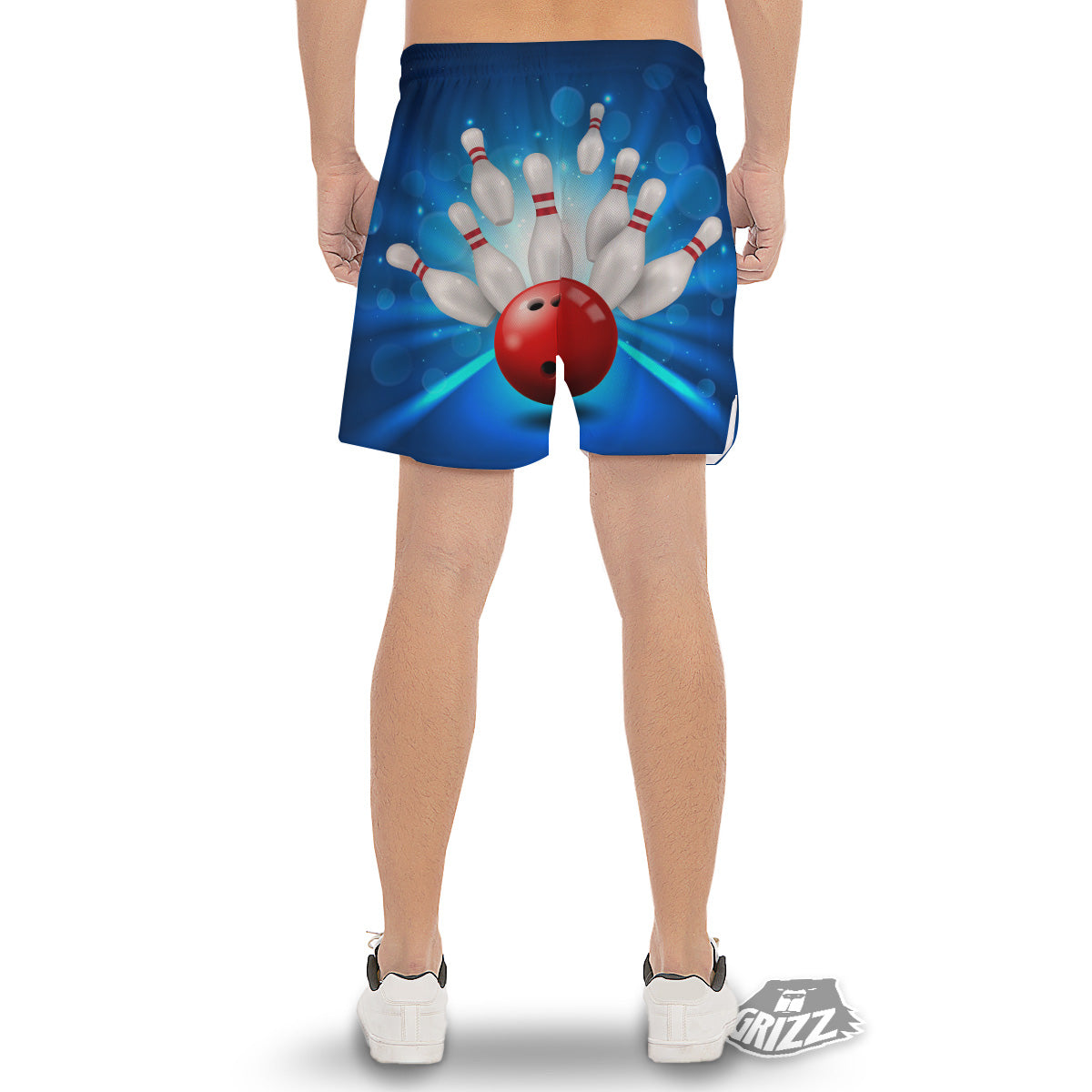 Bowling Strike Print Men's Gym Shorts-grizzshop