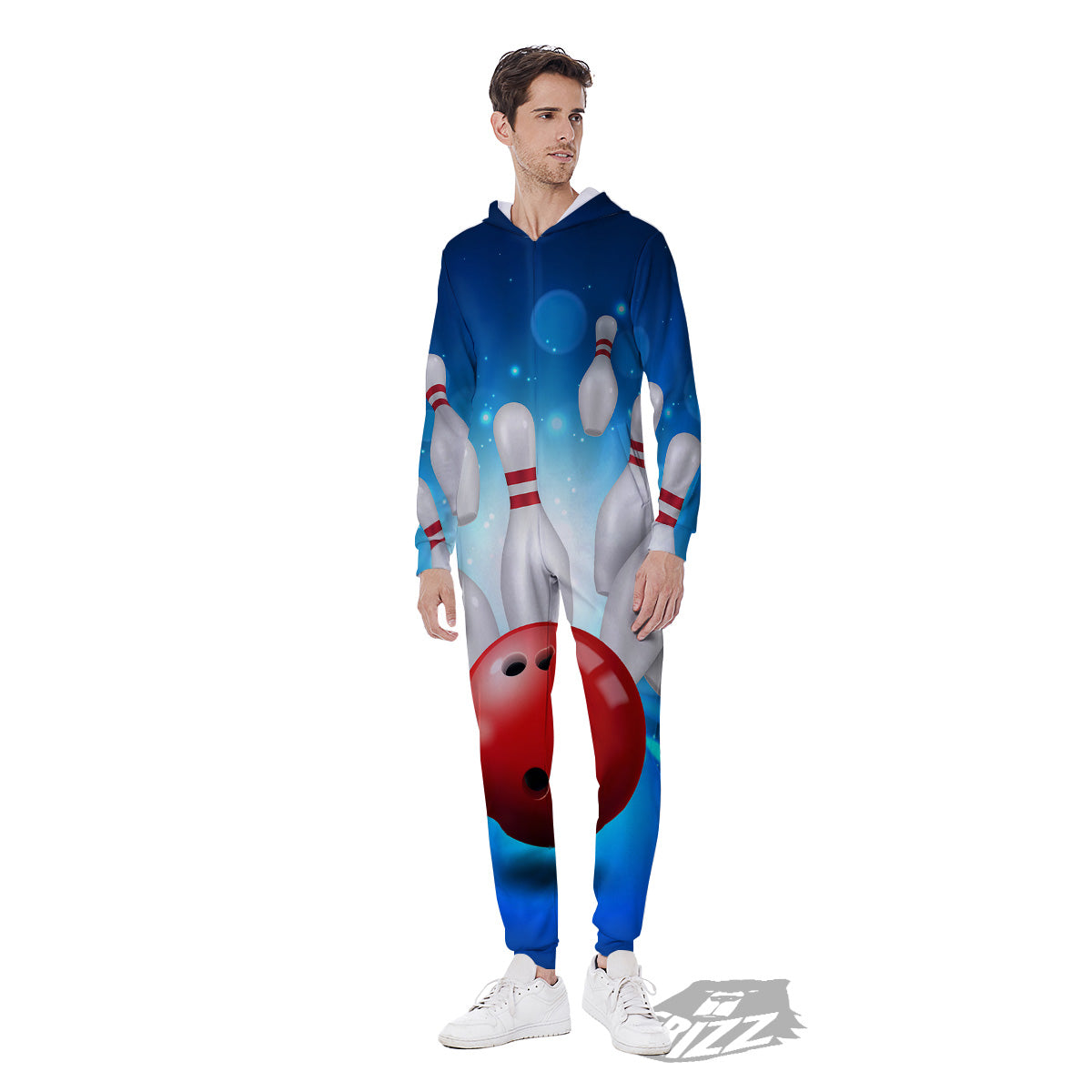 Bowling Strike Print Men's Jumpsuit-grizzshop