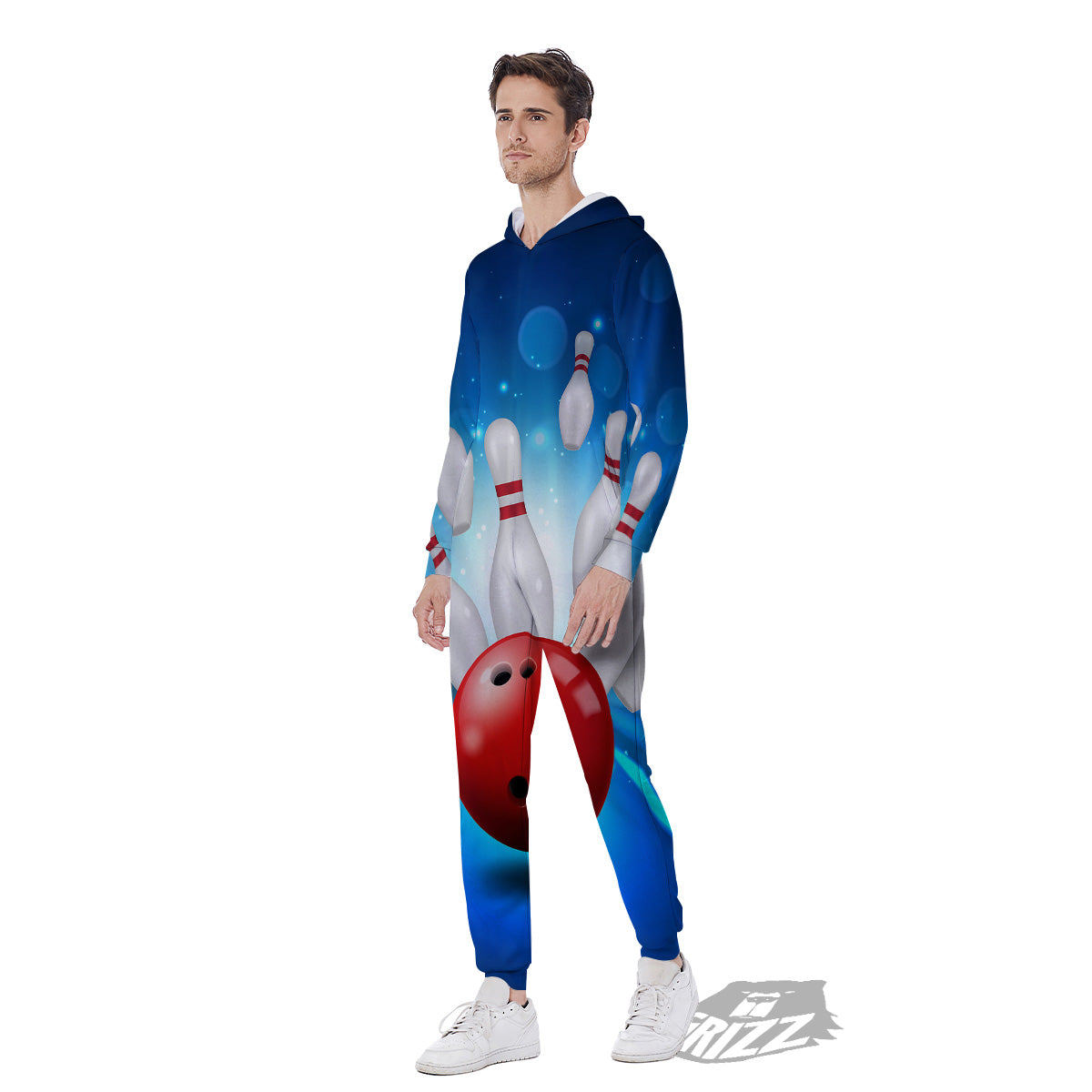 Bowling Strike Print Men's Jumpsuit-grizzshop