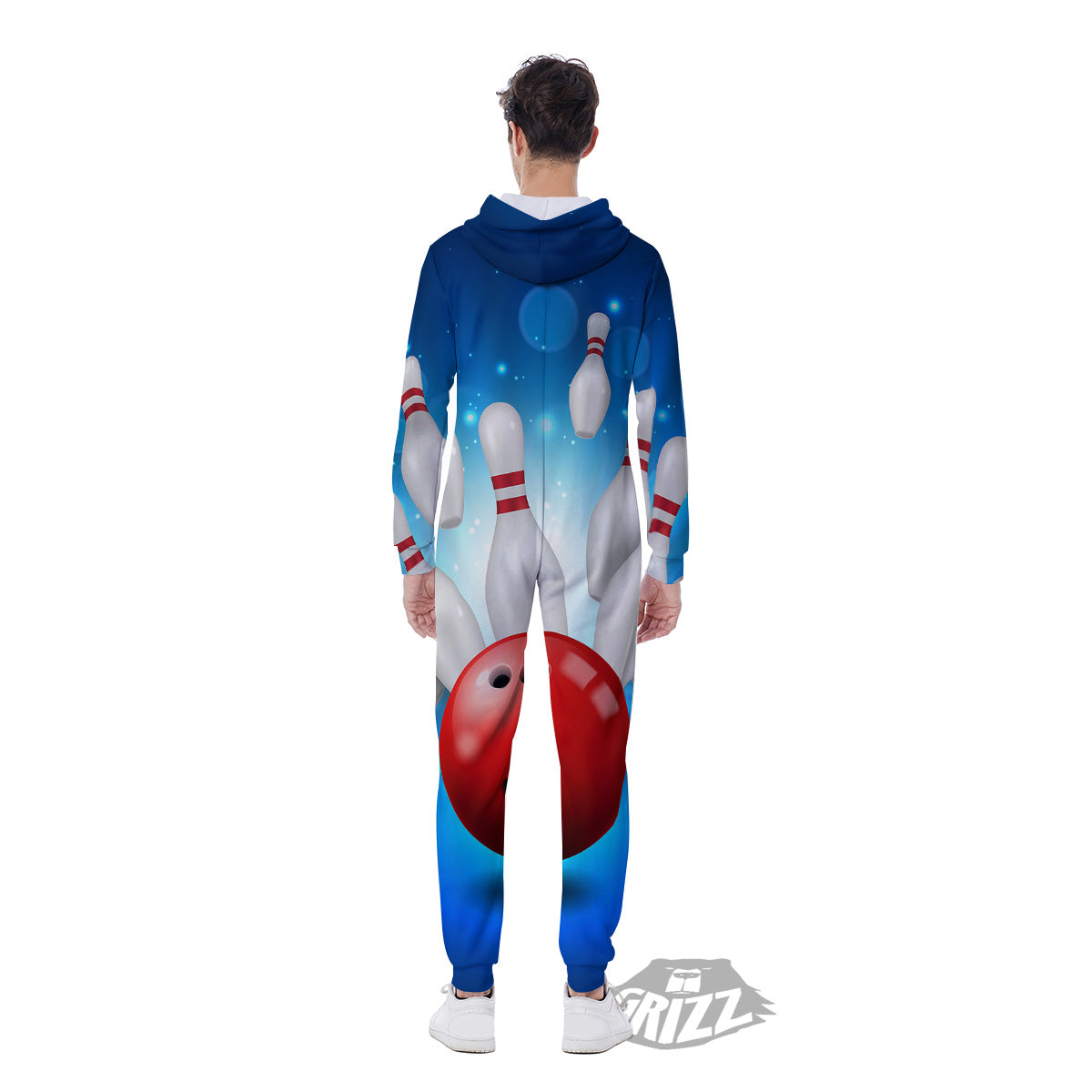 Bowling Strike Print Men's Jumpsuit-grizzshop
